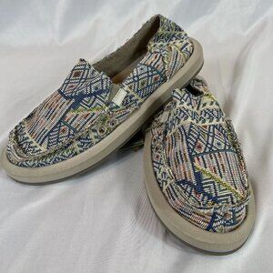 Sanuk Women's Donna ST Sidewalk Surfer Patchwork Slip Ons NEW
